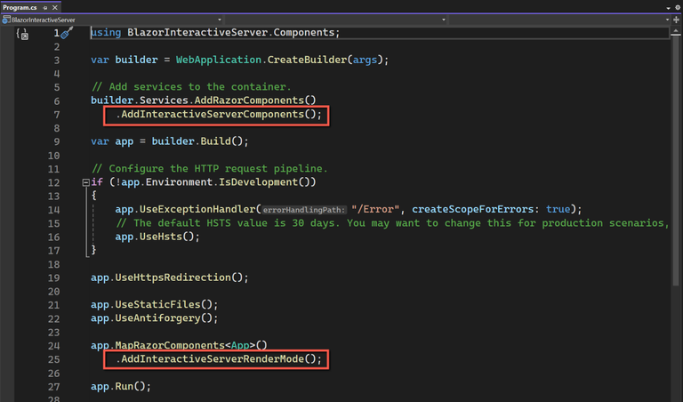 Program.cs  - Interactive Server