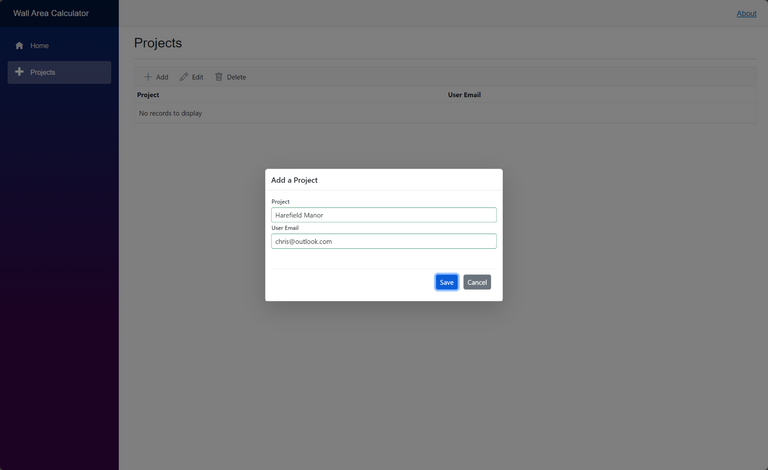 Add Project Dialog with valid data