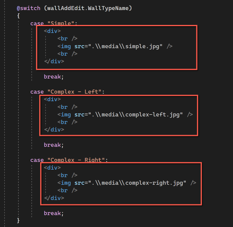 Switch Statement with images
