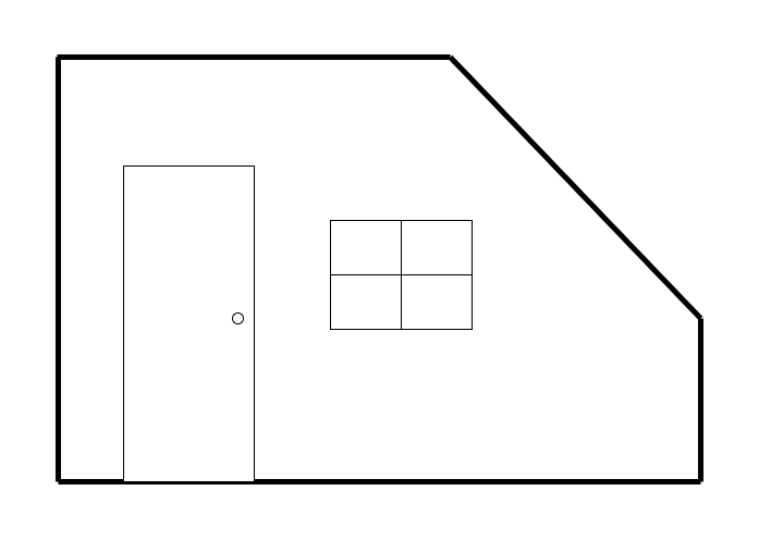 Complex wall with door and window