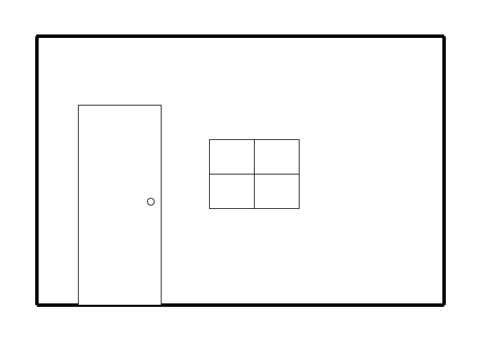 Simple wall with door and window