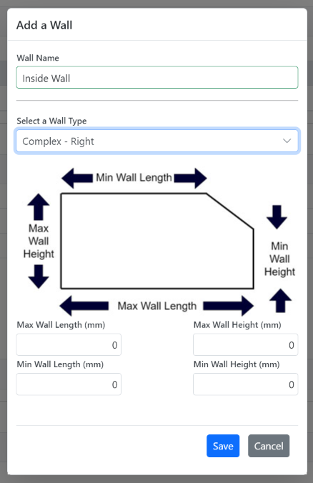 Index Page - Dynamic Dialog - Wall Area Calculator