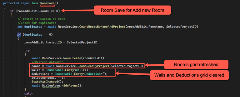 Room Save for room add